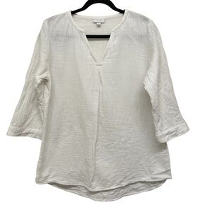 Pure J.Jill 100% Cotton Top 3/4 Sleeve White Women’s Size Large
